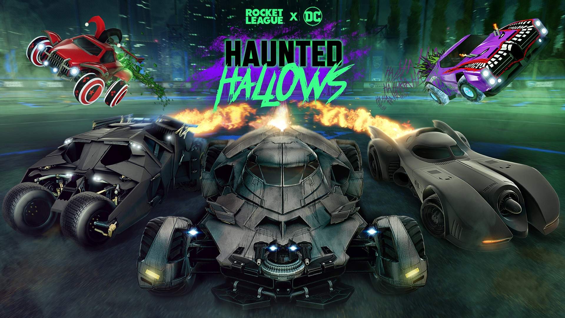 Video For Batman Super-Villains Take Over Haunted Hallows in Rocket League