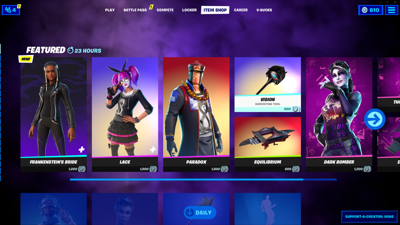 Was ist im Fortnite Item Shop - 30. Oktober 2021: Frankensteins Braut-Skin-Debüts