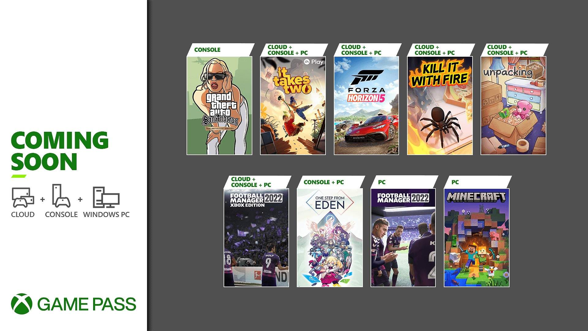 Demnächst für Xbox Game Pass: Forza Horizon 5, Minecraft: Bedrock and Java Editions und mehr erhältlich