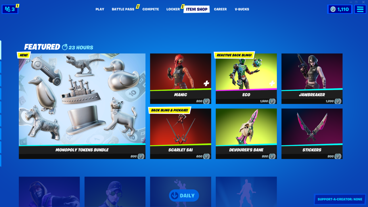 Was ist heute im Fortnite Item Shop - 6. November 2021: Monopoly Back Bling Debüts
