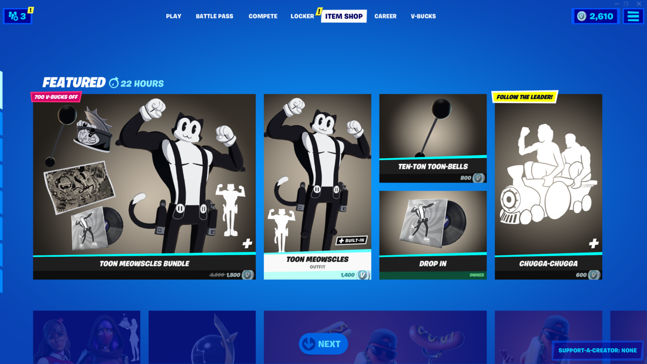 Was ist im Fortnite Item Shop - 9. November 2021: Toon Meowscles kehrt zurück
