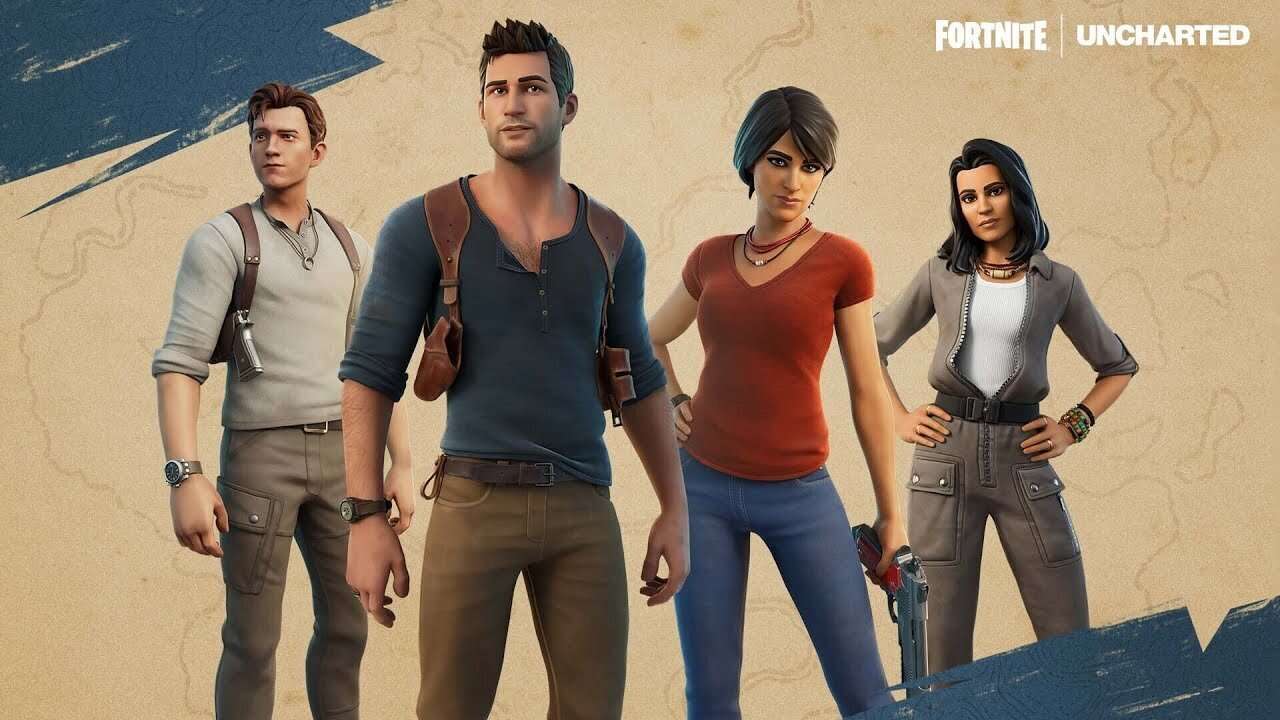 Fortnite Uncharted Skins enthalten Videospiel- und Filmversionen von Nathan Drake und Chloe Frazer
