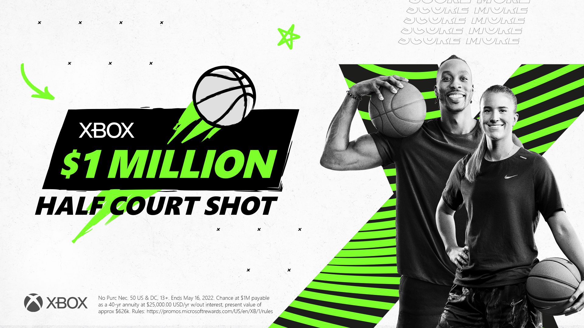 Chance, 1 Million US-Dollar mit dem Half-Court-Shot-Gewinnspiel von Xbox zu gewinnen