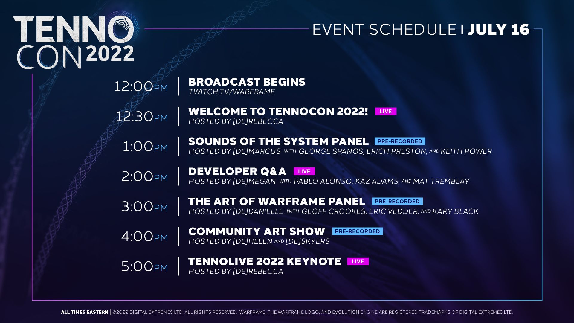 Veranstaltungskalender der TennoCon 2021
