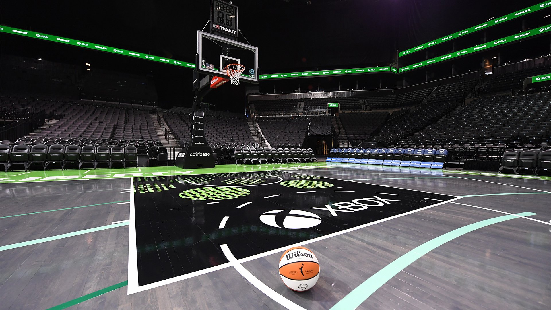 NY Liberty und Roblox Basketballplatz-Design-Bild