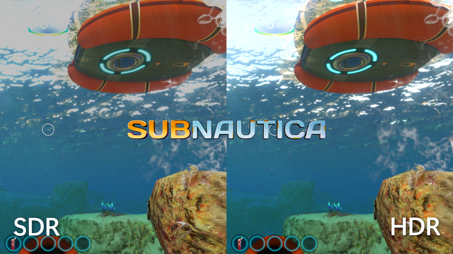 Subnautica HDR-Vergleichs-Screenshot