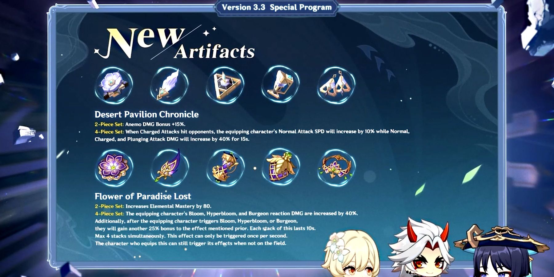 zwei neue Artefaktsätze im Genshin Impact 3.3-Update
