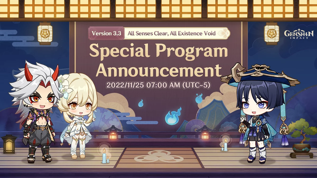 Genshin Impact Version 3.3 Sonderprogramm für den 25. November angekündigt