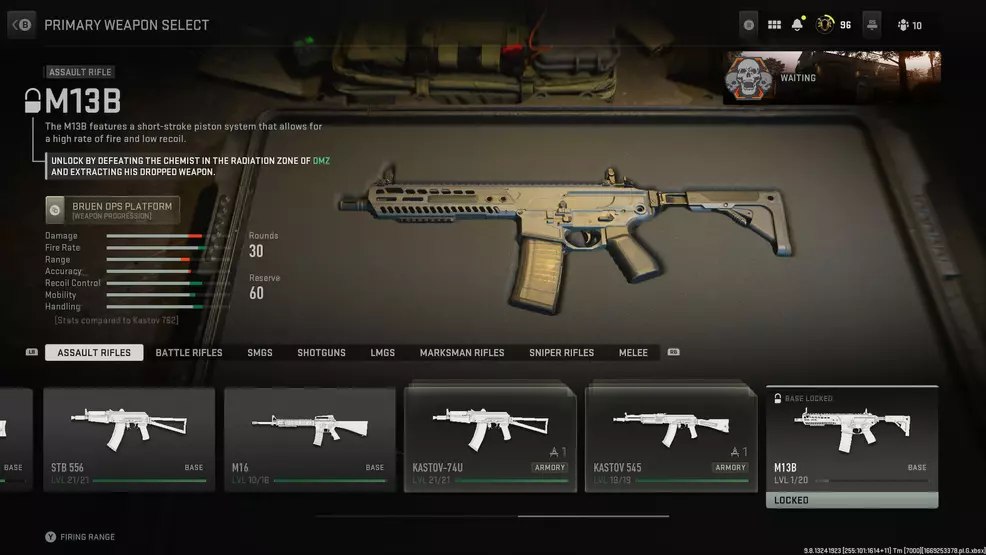 Das M13B-Sturmgewehr, das durch das Besiegen des Chemikers in der DMZ verdient wird