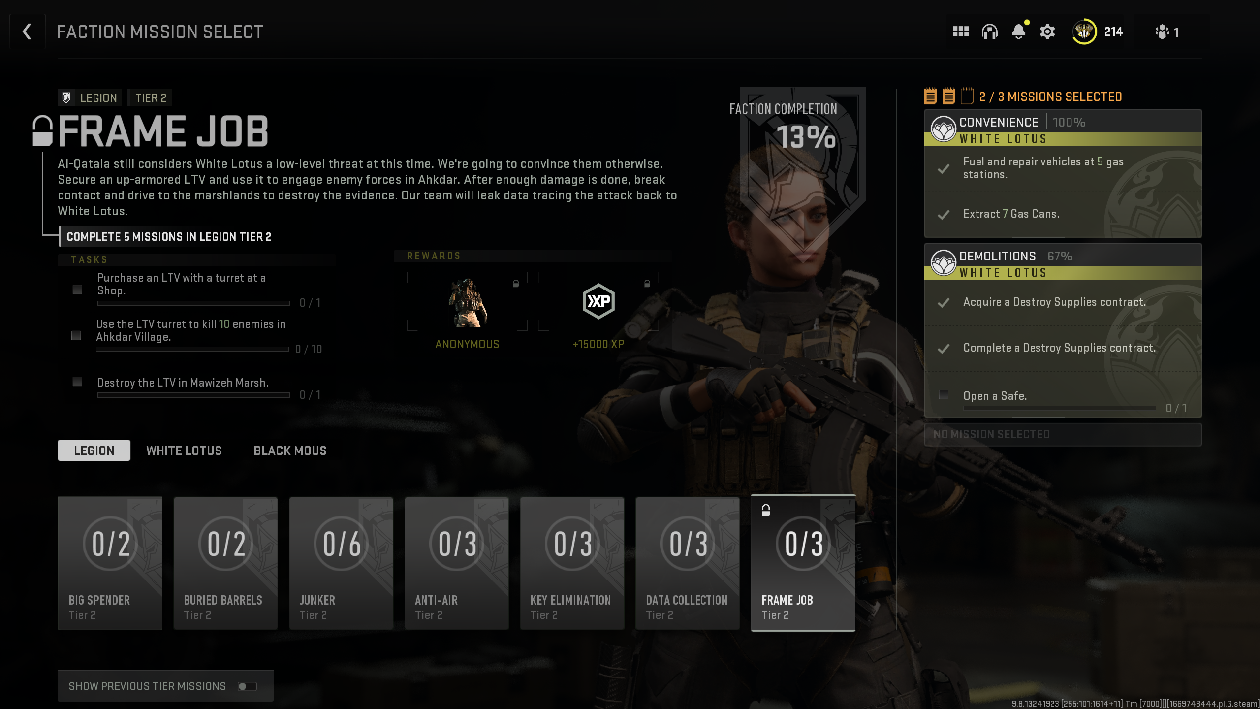 Call of Duty Warzone 2.0 Fraktionsmission im DMZ-Modus für Frame Job zum Freischalten des Anonymous-Konig-Operator-Skins.