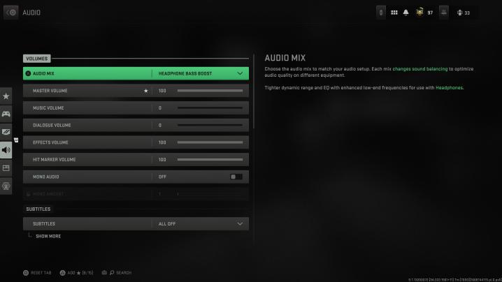 Audioeinstellungen in Warzone 2.0.