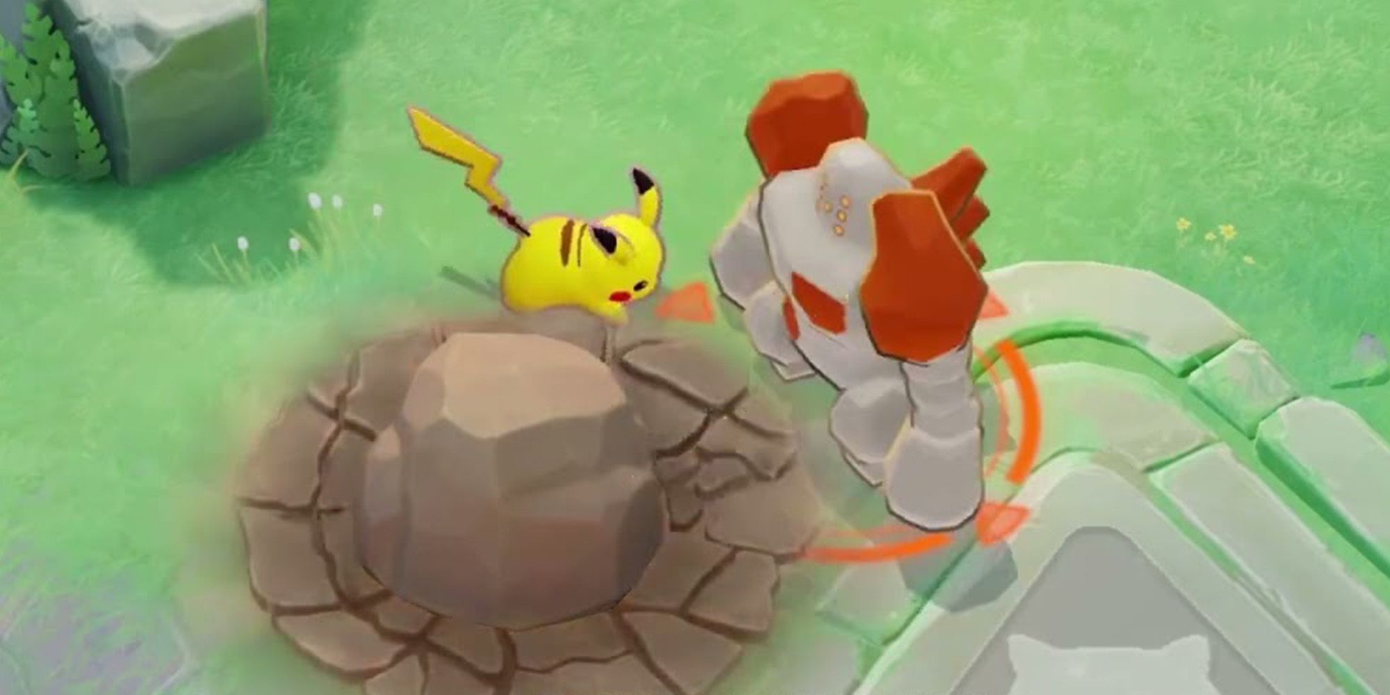 Pikachu greift einen Regirock in Pokemon Unite an