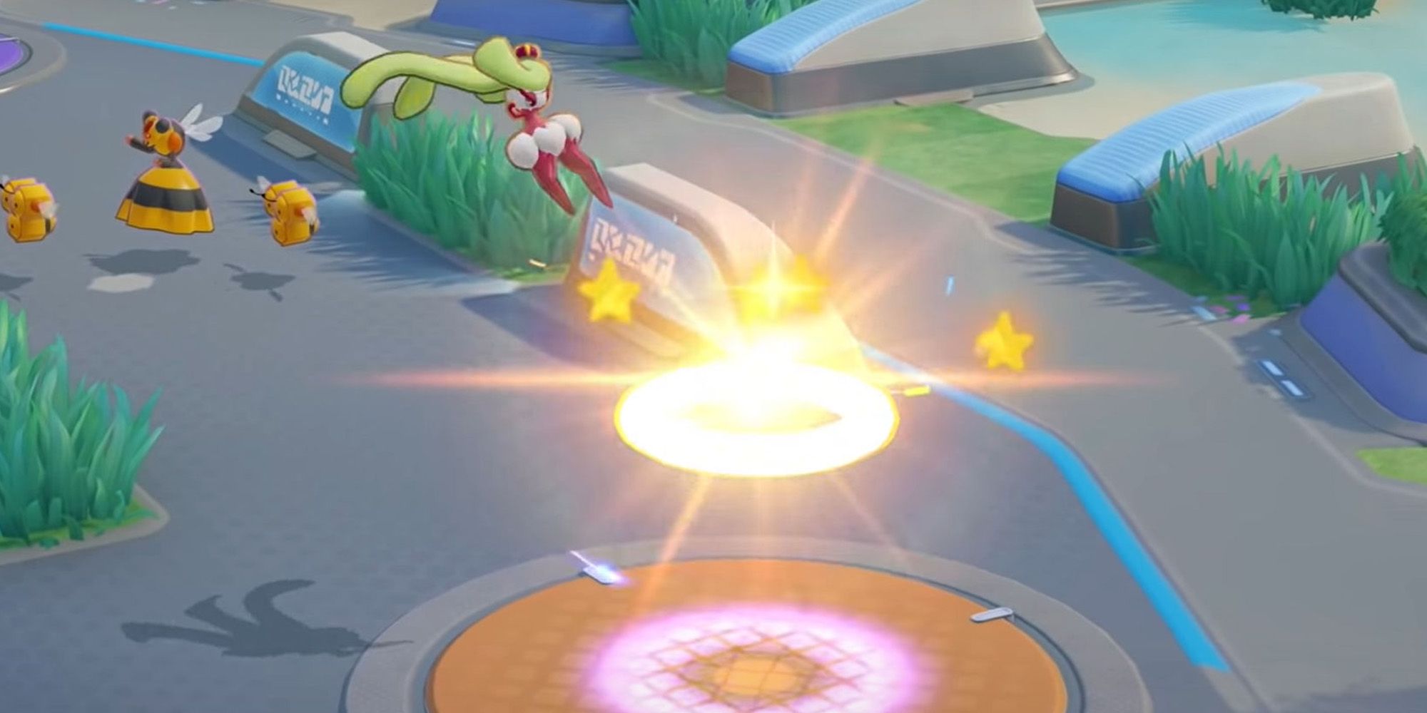 Tsareena erzielt ein Tor in Pokémon Unite