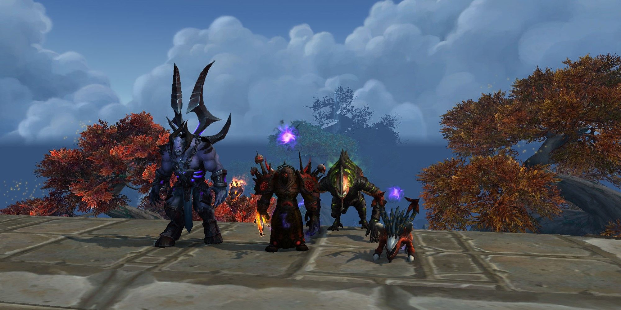 World of Warcraft Dämonologie-Hexenmeister mit Dämonen in der Townlong-Steppe