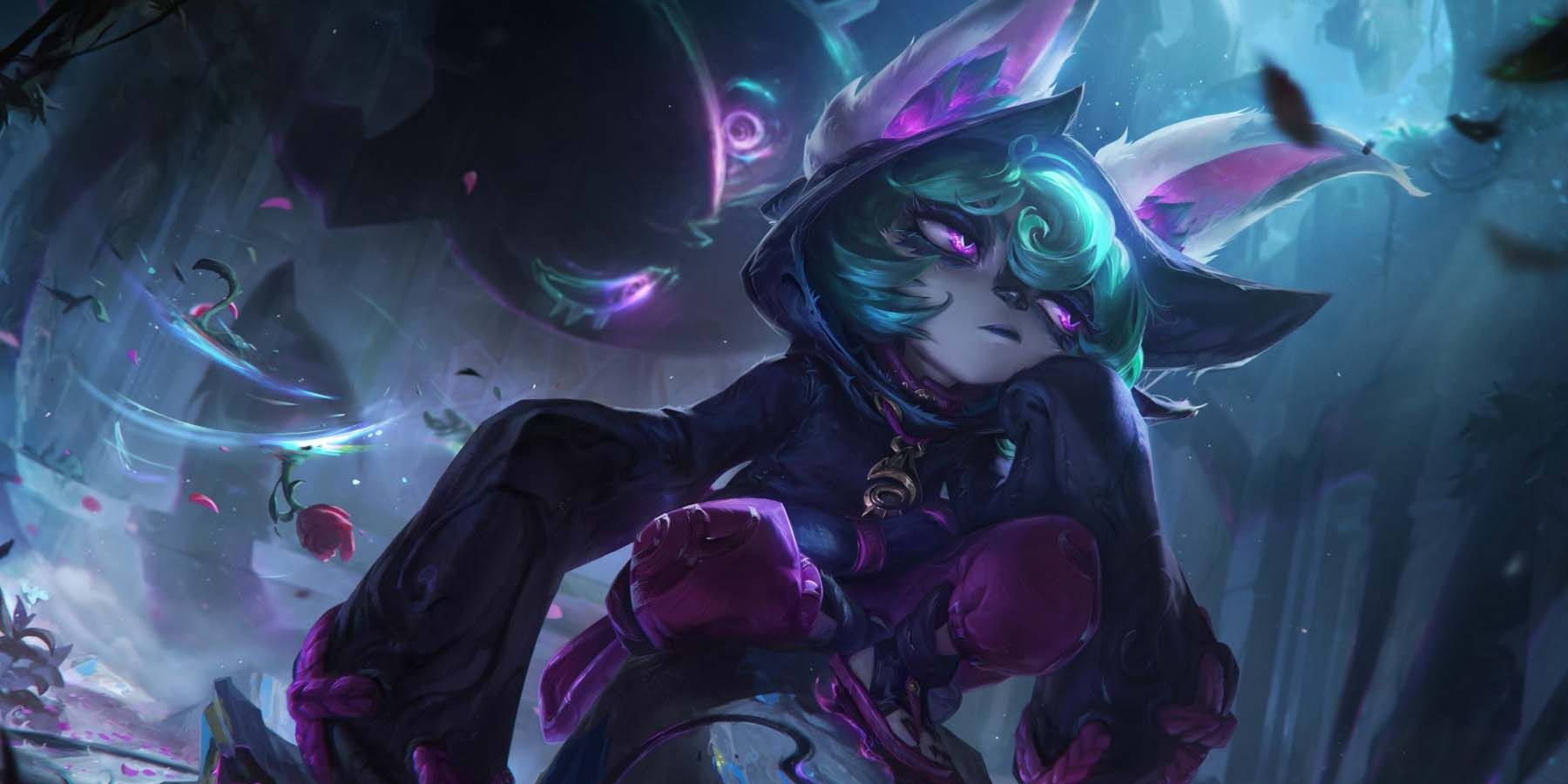 Vex kauert auf einem Felsen League Of Legends