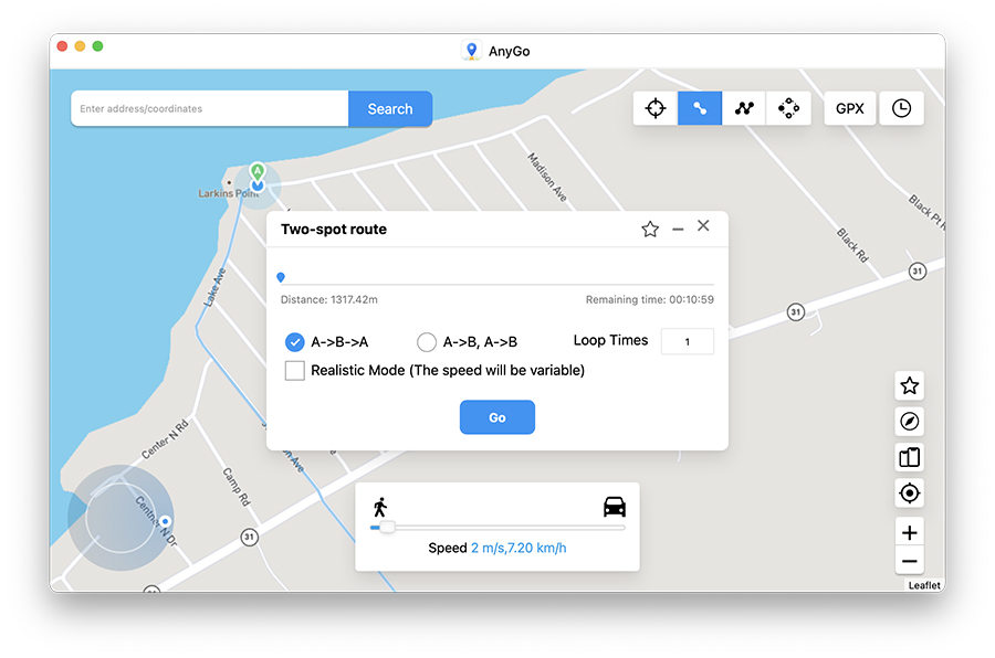 Gehen Sie auf der gpx-Route