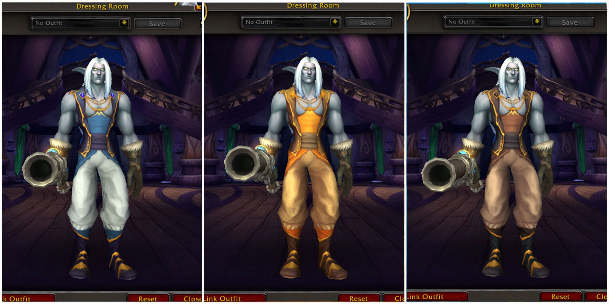 Nachtelfen-Jäger, der in World of Warcraft Dragonflight Outfits im Valdrakken-Stil trägt