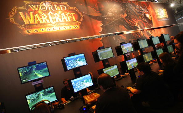 Gamers check out the game