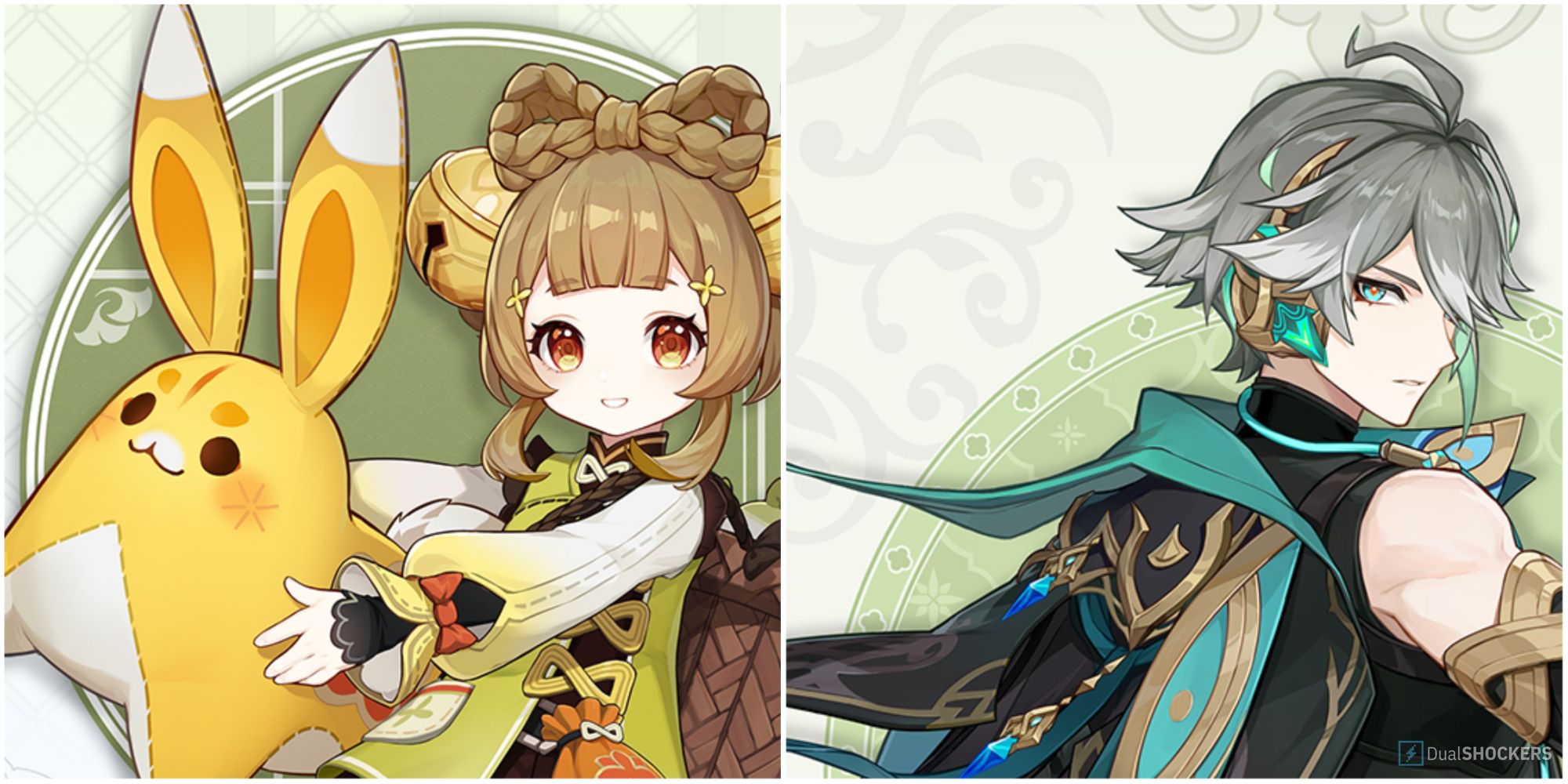 Banner image for Genshin Impact Version 3.4, showing Yaoyao and Alhaitham