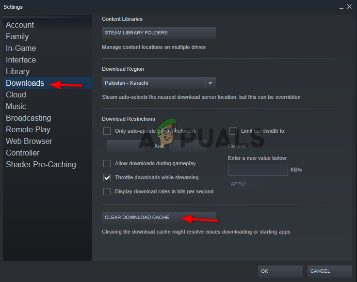 Löschen des Steam-Download-Cache