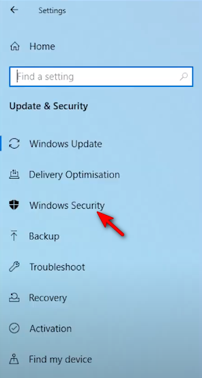 Öffnen der Windows-Sicherheitseinstellungen
