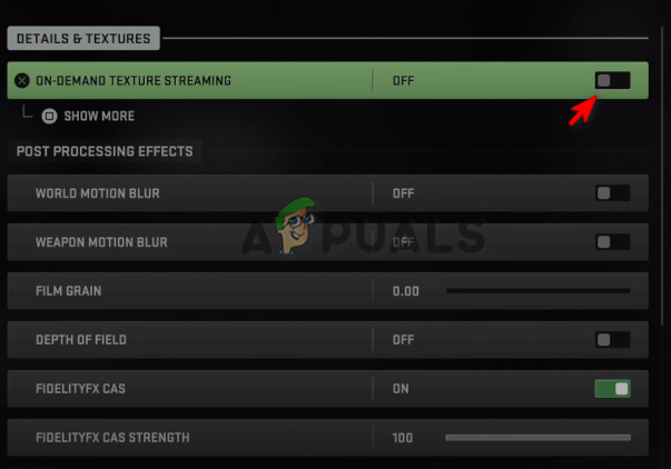 Deaktivieren des On-Demand-Textur-Streamings von Warzone 2