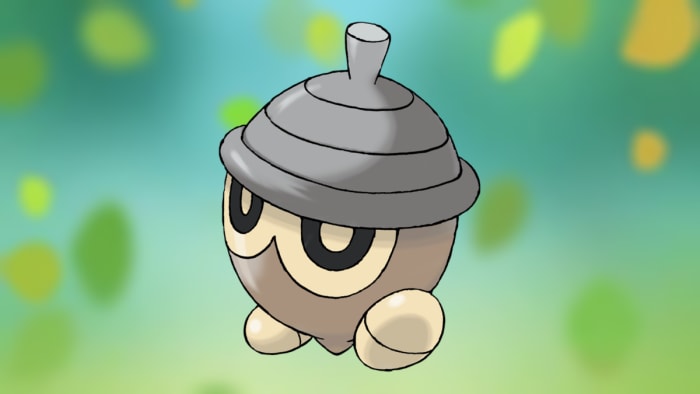 Seedot auf dem Gras-ähnlichen Hintergrund von Pokémon Go.