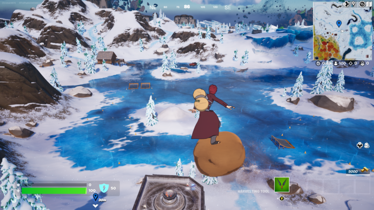Wo man in Fortnite 30 Meter ununterbrochen auf Eis gleiten kann