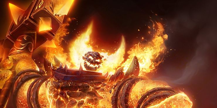 Laval Giant Ragnaros schlägt im Videospiel World of Warcraft mit seiner Keule