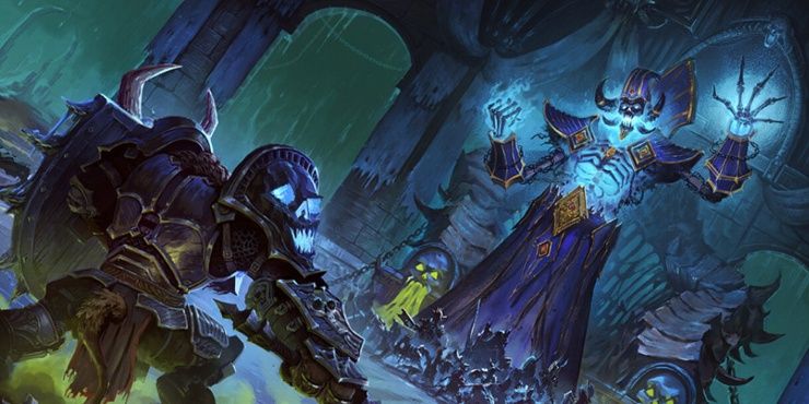 Ein Kampf zwischen einem Lich und einem Todesritter im Videospiel World of Warcraft