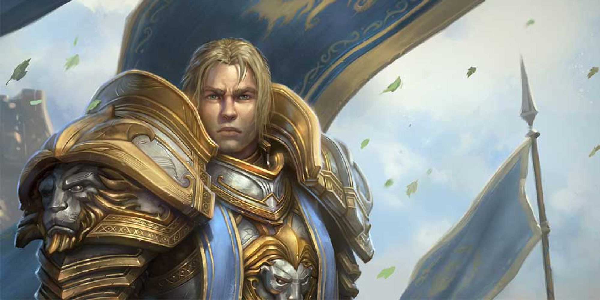 Anduin Wrynn von WoW posiert während eines Kampfes