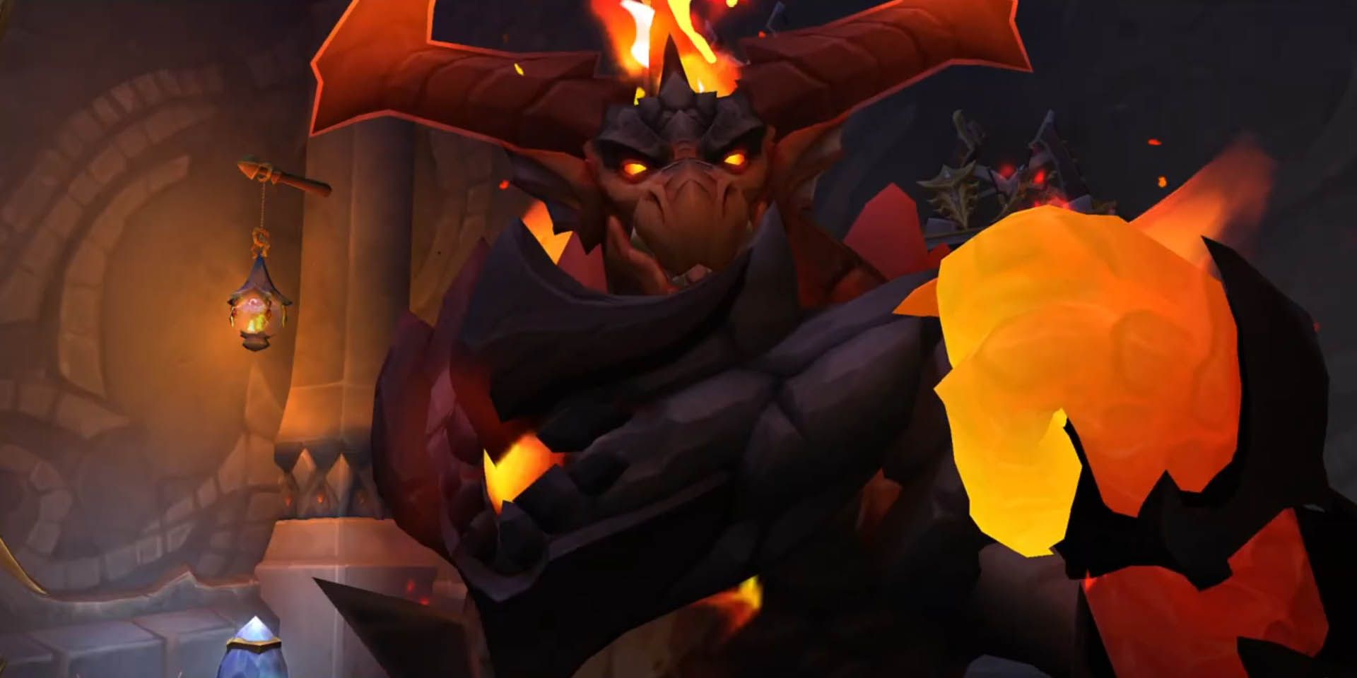 World of Warcraft - Ein feuriger Drache, der rot leuchtet