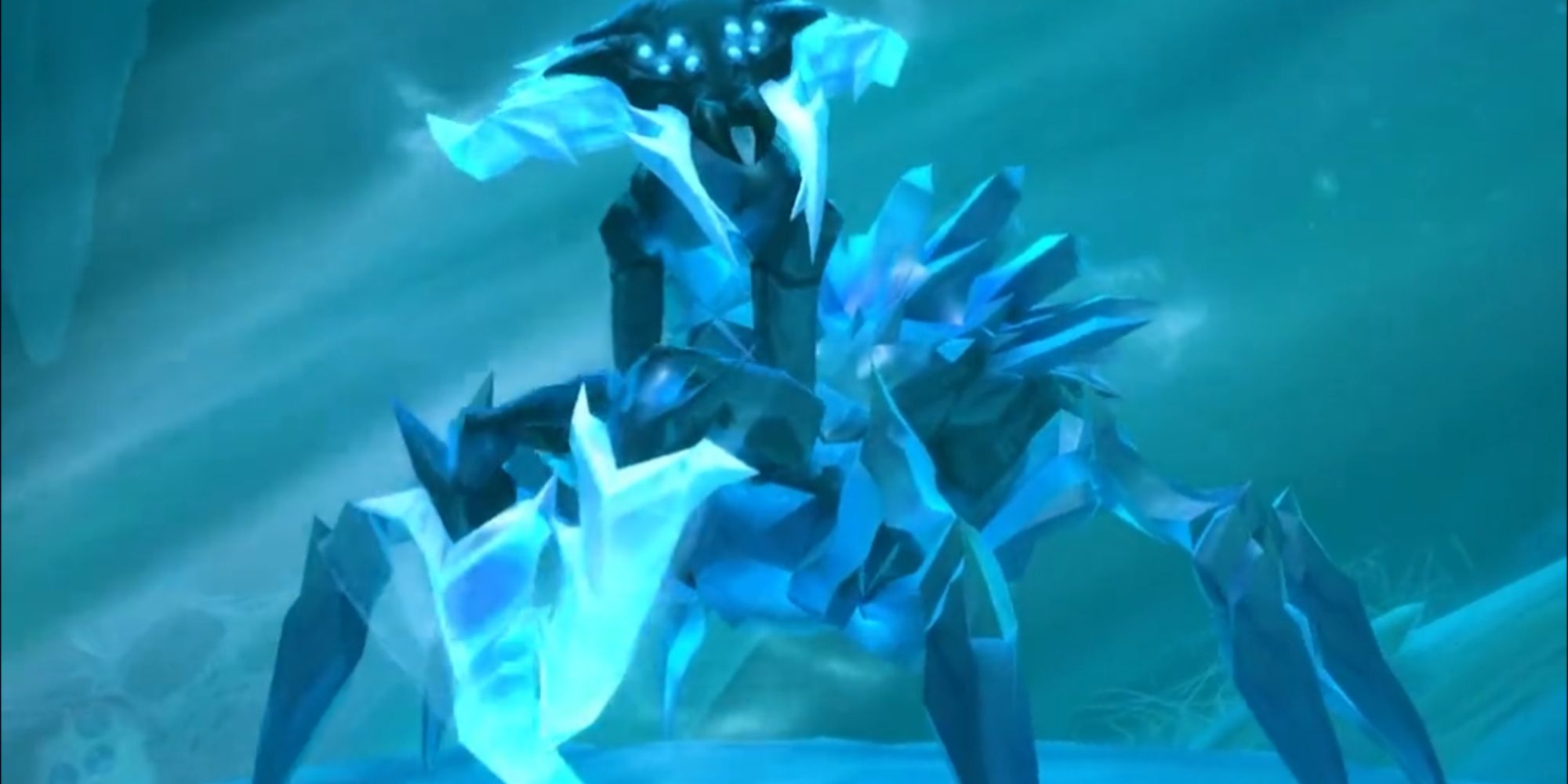 World of Warcraft: ein imposanter Spinnentier aus blauem Eis