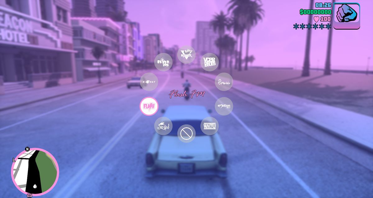 In der GTA-Trilogie fährt eine Person mit einem Auto eine Küstenstraße entlang.