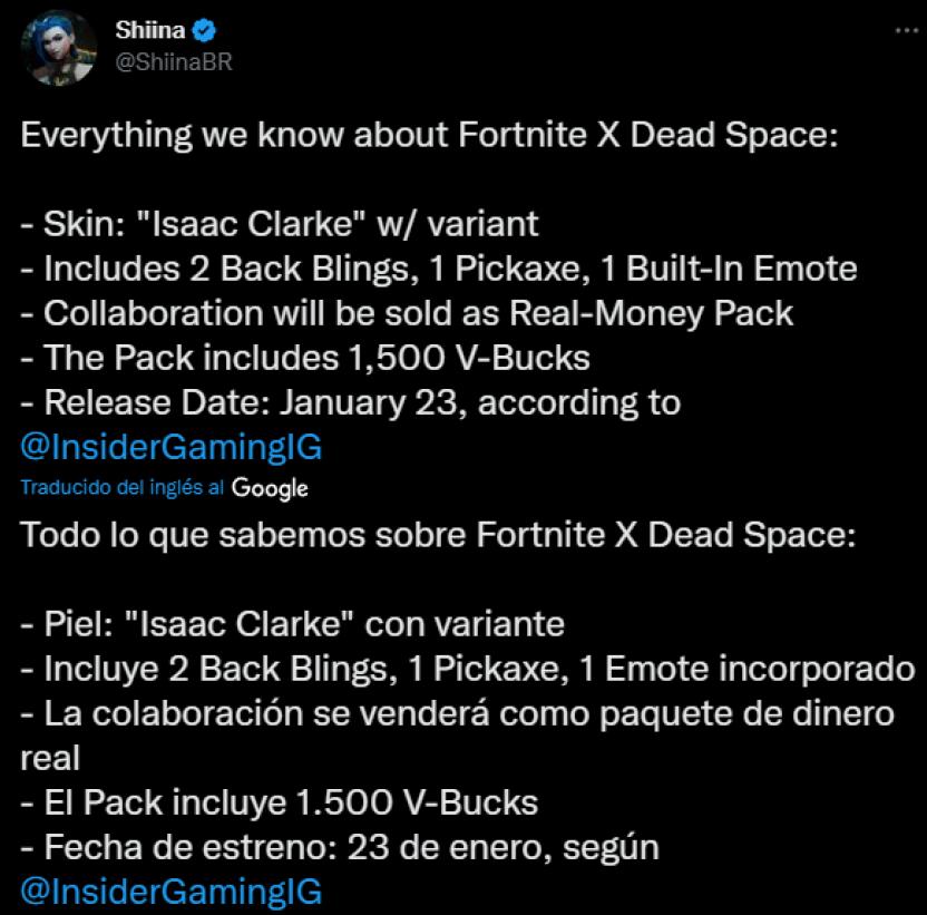 Dead Space Skin in FORTNITE würde mit echtem Geld gekauft werden und nicht mit V-Bucks |  Ruetir.com