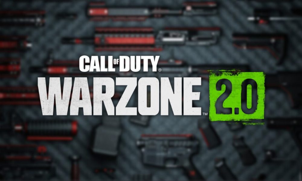 Warzone 2 logo in front of weapon attahcments