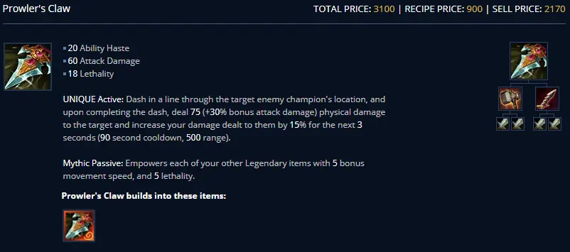 Gegenstandsinformationen von Kralle des Herumtreibers