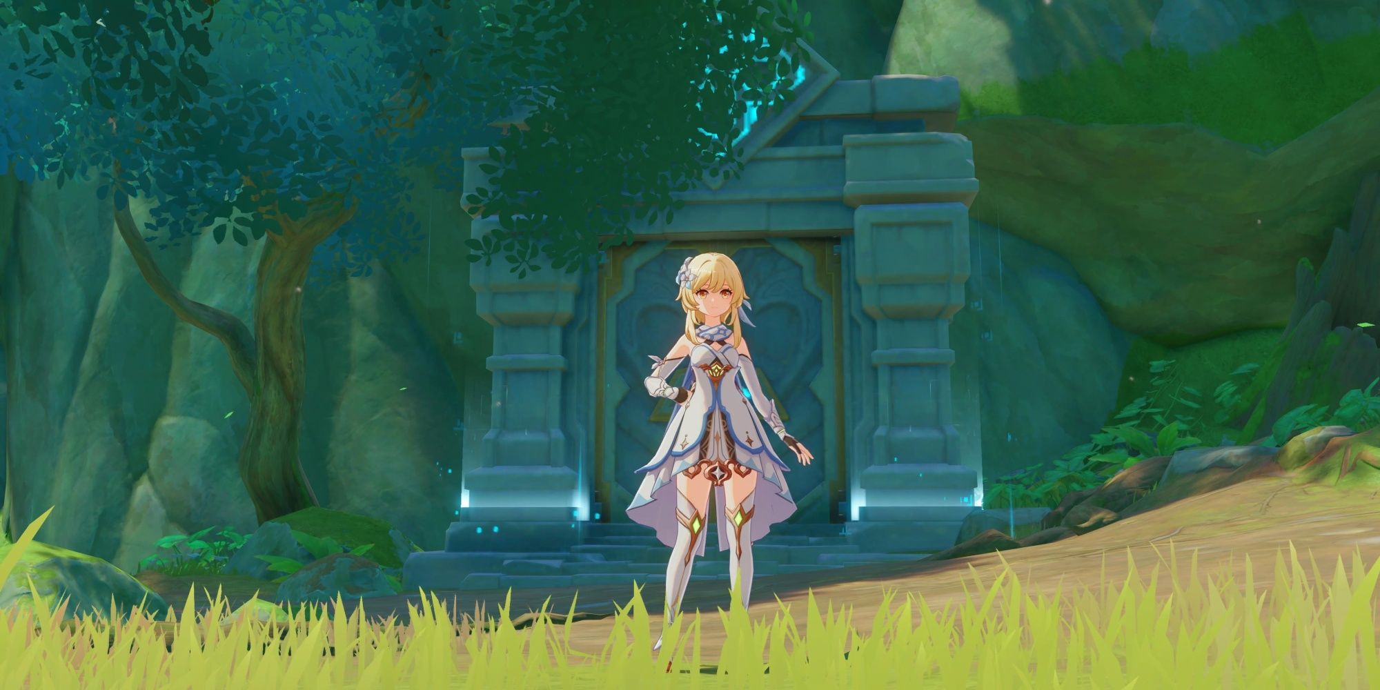 Traveler stands in front of Spire of Solitary Enlightenment