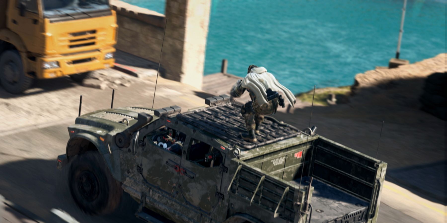 Vehicle driving near the water in Call of Duty Warzone 2
