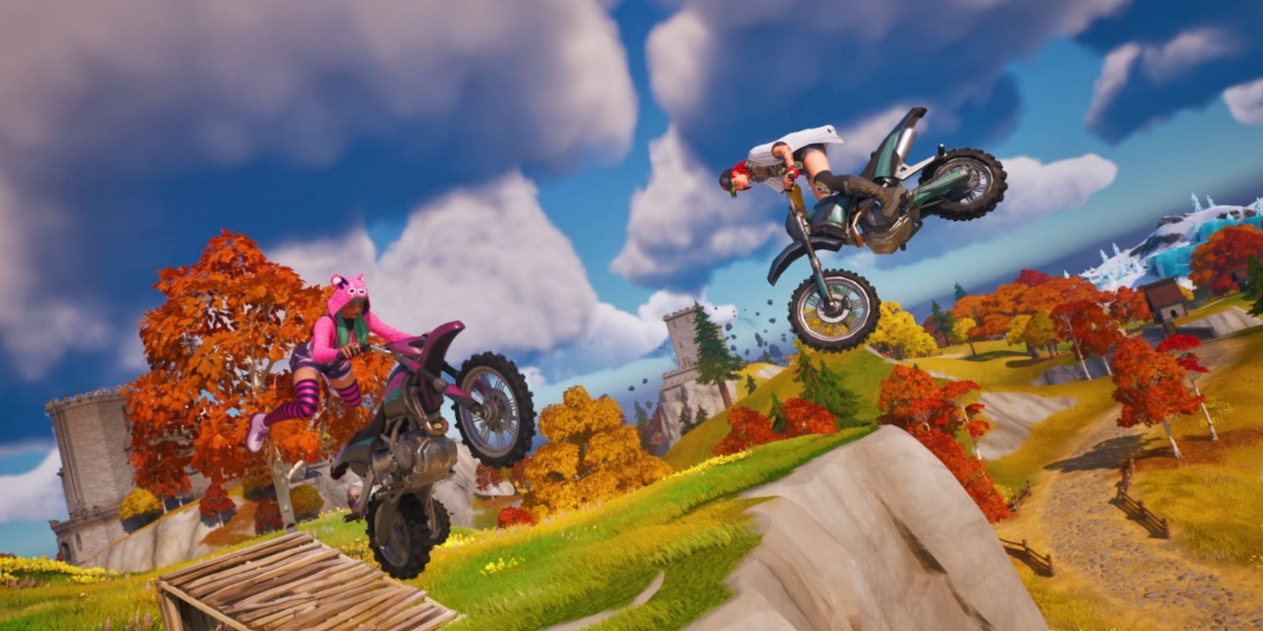 fortnite players performing a bike trick