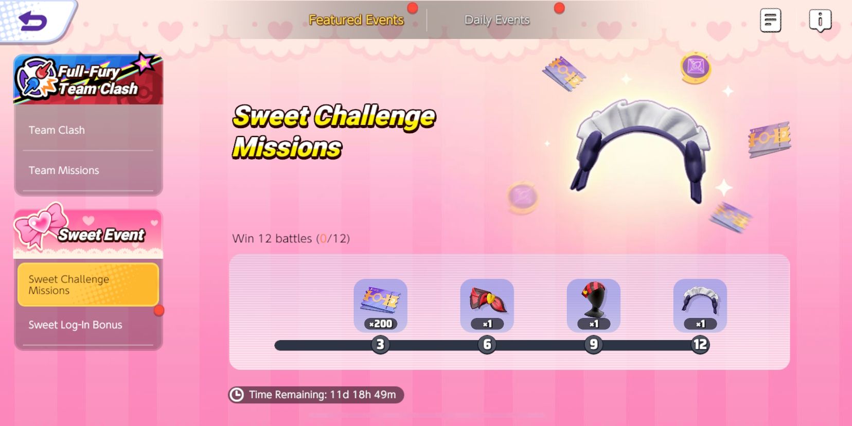 Der Sweet Event Challenge Missions-Bildschirm von Pokemon Unite zeigt vier verschiedene Event-Belohnungen