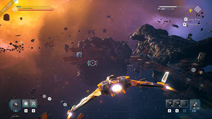 Everspace 2-Schiff, das den Weltraum erkundet