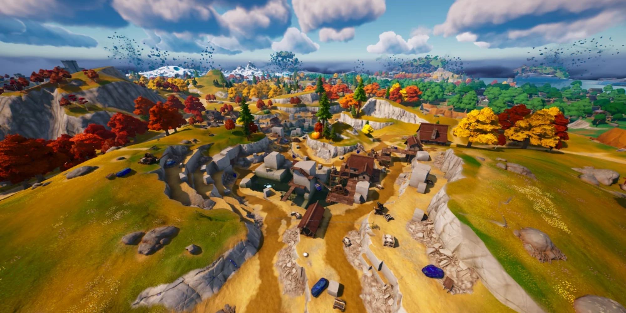 Ein Steinbruch in Fortnite Kapitel 4 namens Shattered Slabs 