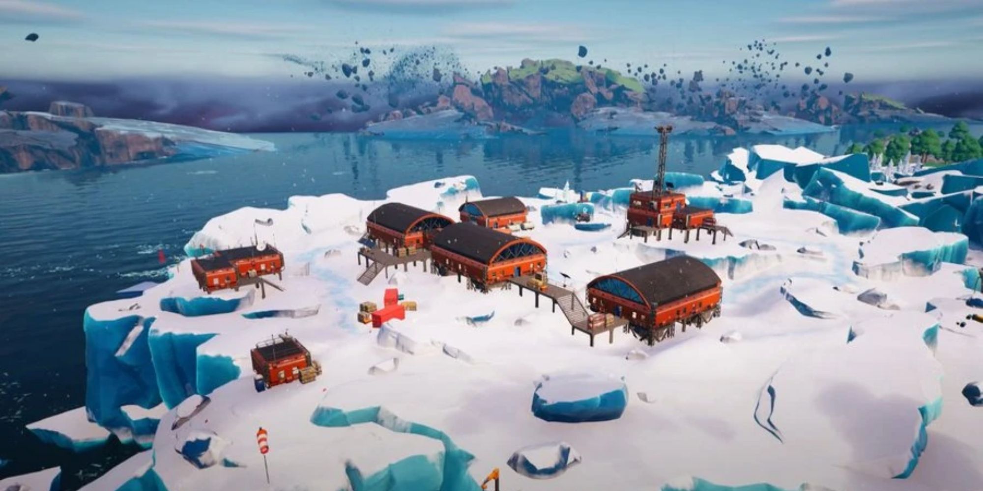 Ein isolierter Ort namens Lonely Labs in Fortntie Kapitel 4. Eine private wissenschaftliche Einrichtung im Schnee.