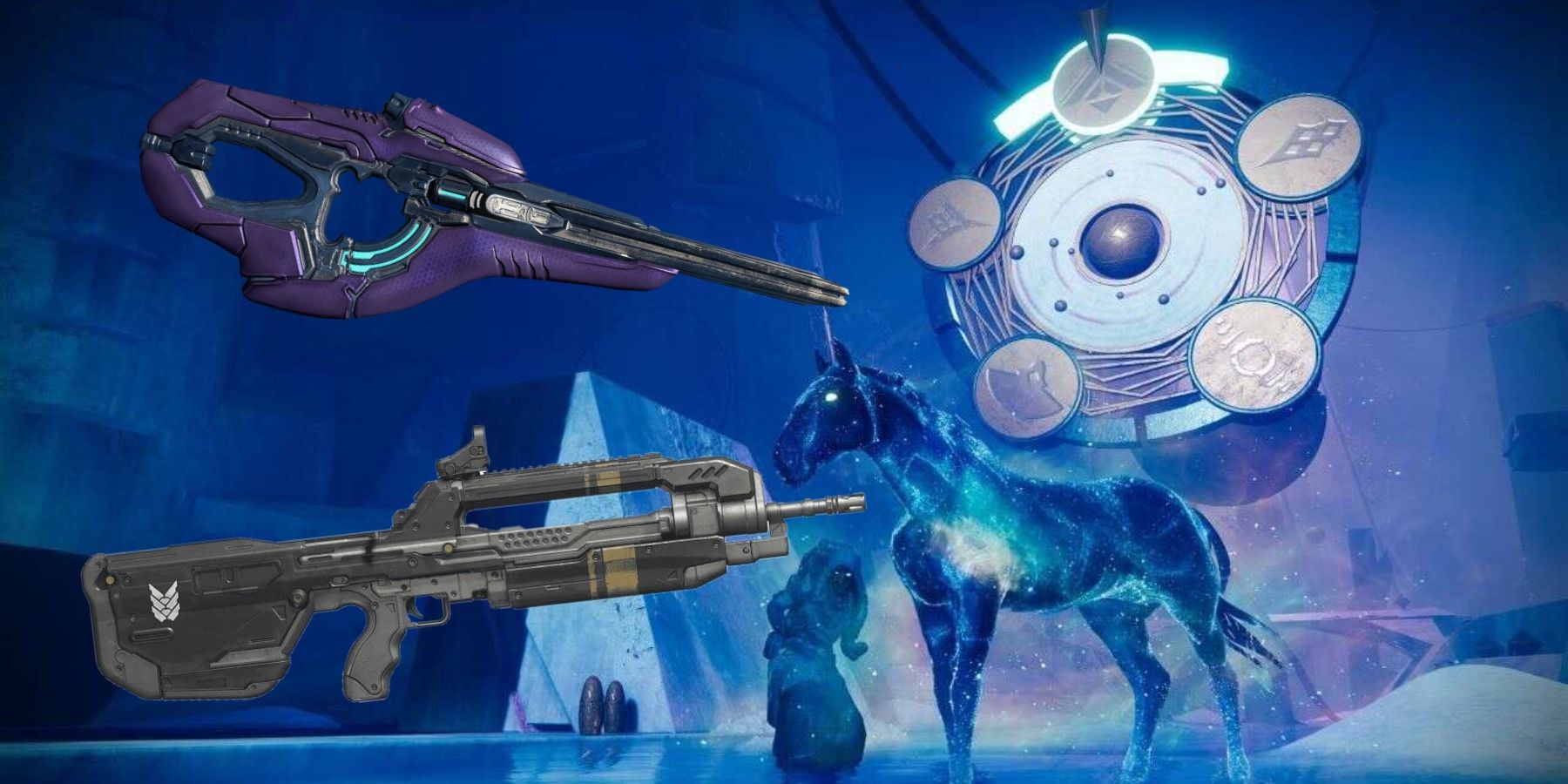 Destiny 2 Halo Crossover Event 30th Anniversary Pack Dares of Eternity Halo 2 Battle Rifle Halo Covenant Carbine Rifle Steam Promotion Image