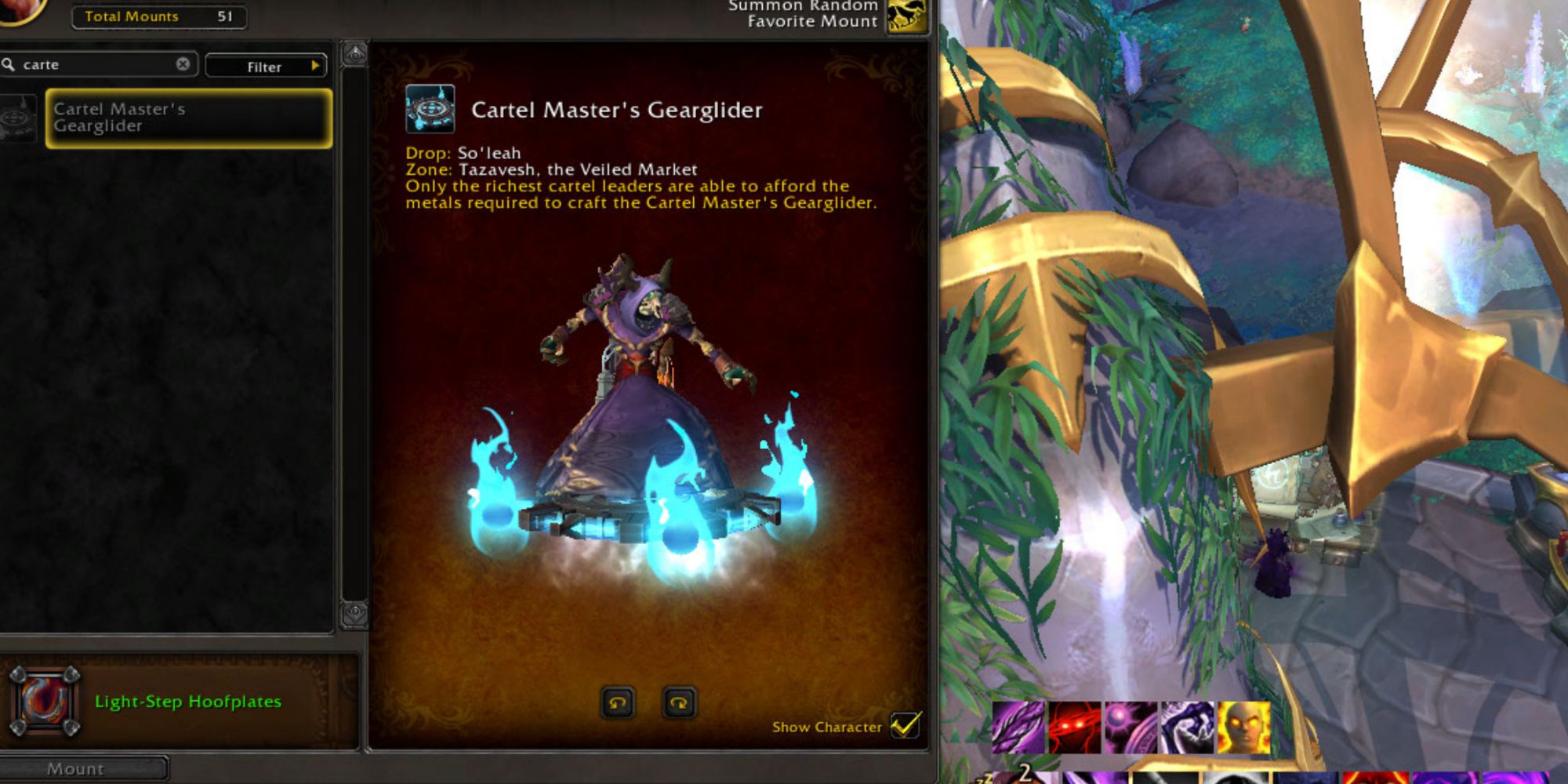 World of Warcraft eine fliegende Scheibe, die von blauen Flammen angetrieben wird