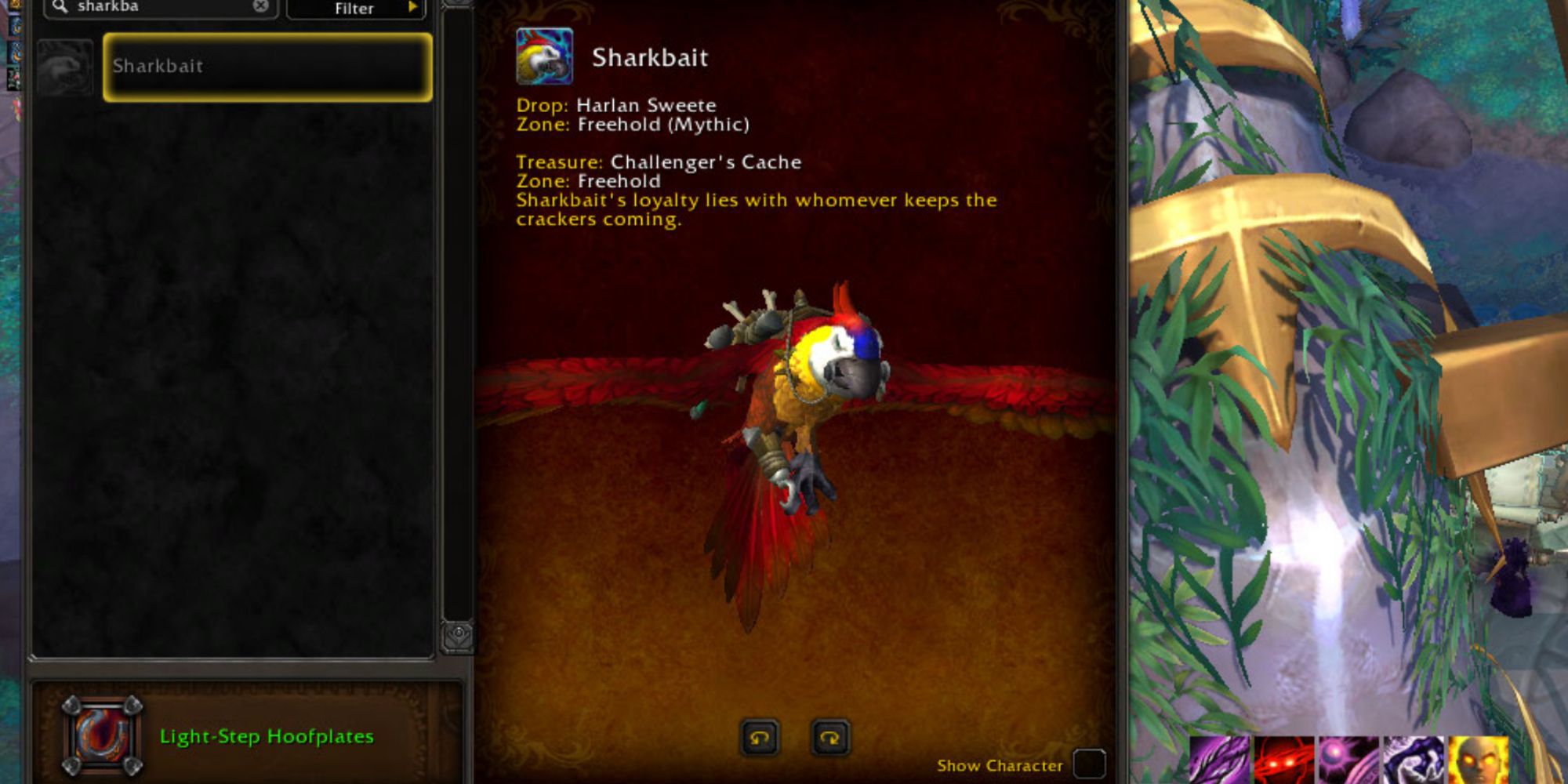 World of Warcraft ein farbenfrohes scharlachrotes Ara-Reittier