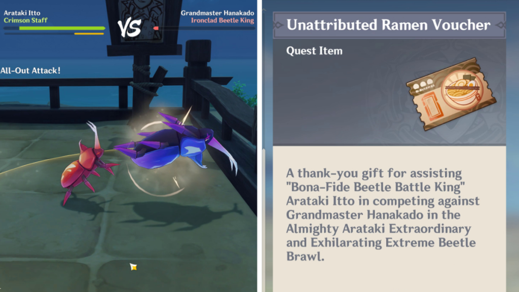 Den Ironclad Beetle King besiegen, um den nicht zugeordneten Ramen-Gutschein in Genshin Impact zu erhalten