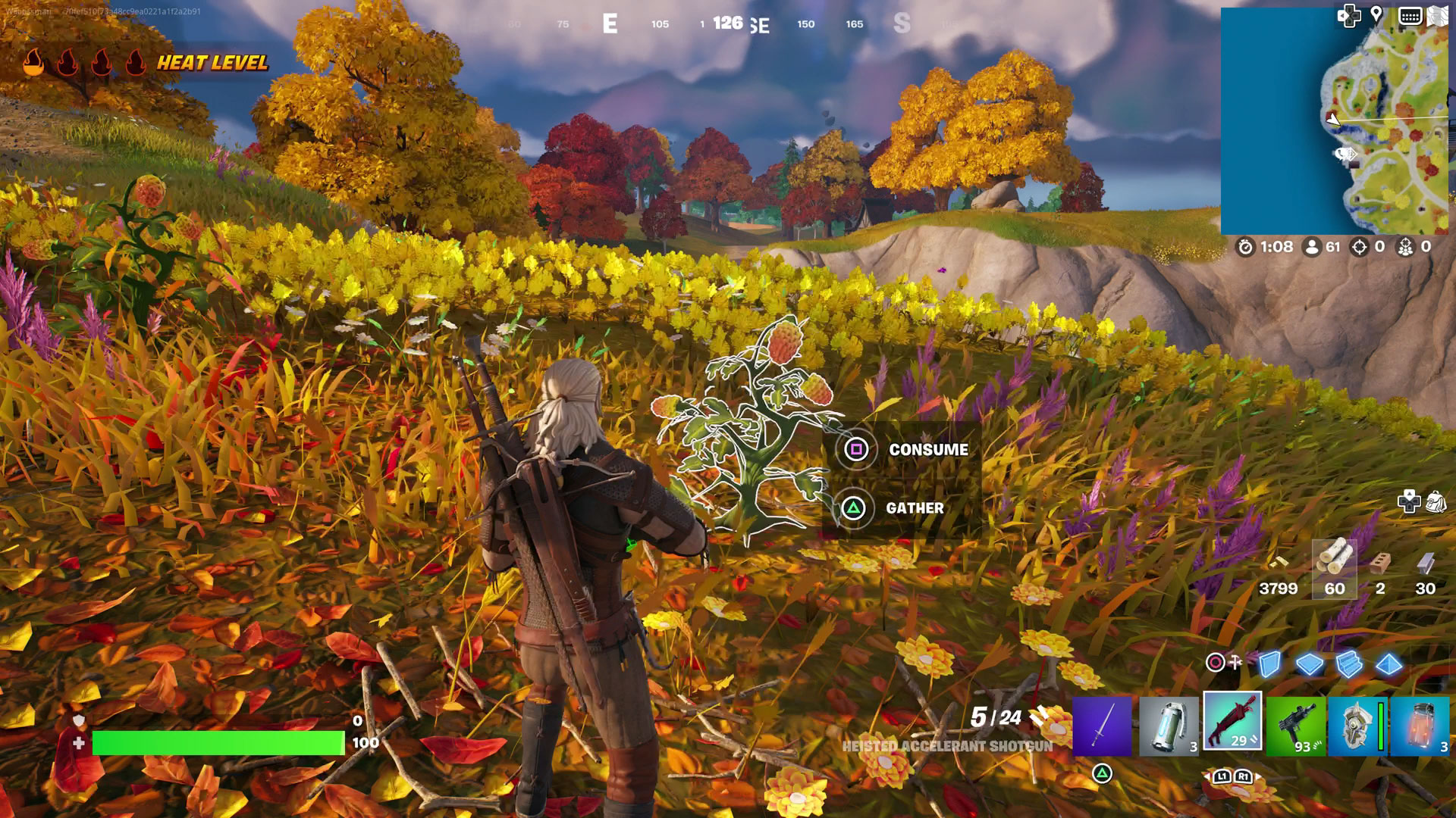 Geralt entscheidet, ob er Fortnite Slap Berries konsumiert oder sammelt