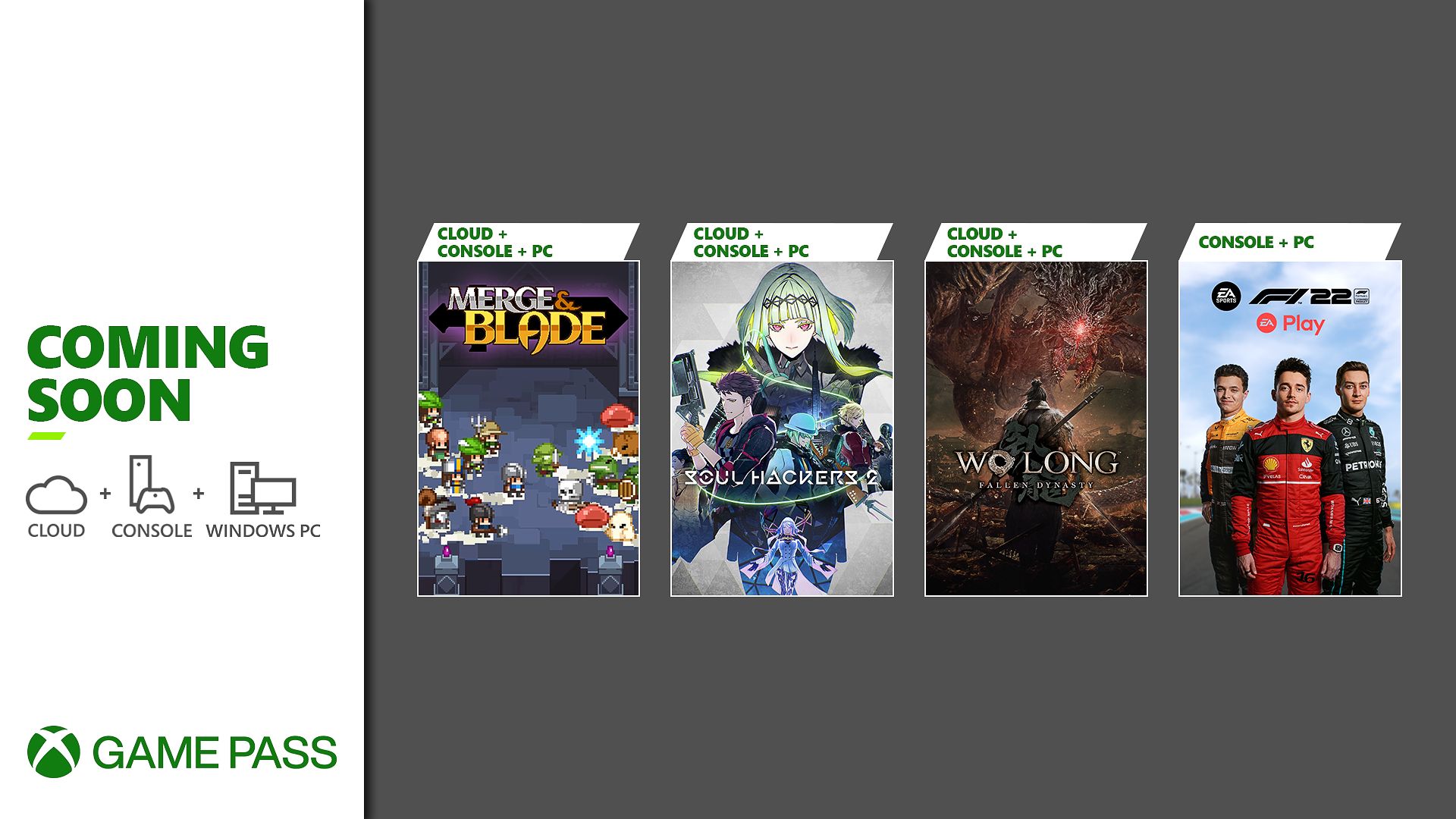 Neu im Xbox Game Pass: Wo Long: Fallen Dynasty, Soul Hackers 2, F1 22 und Merge & Blade